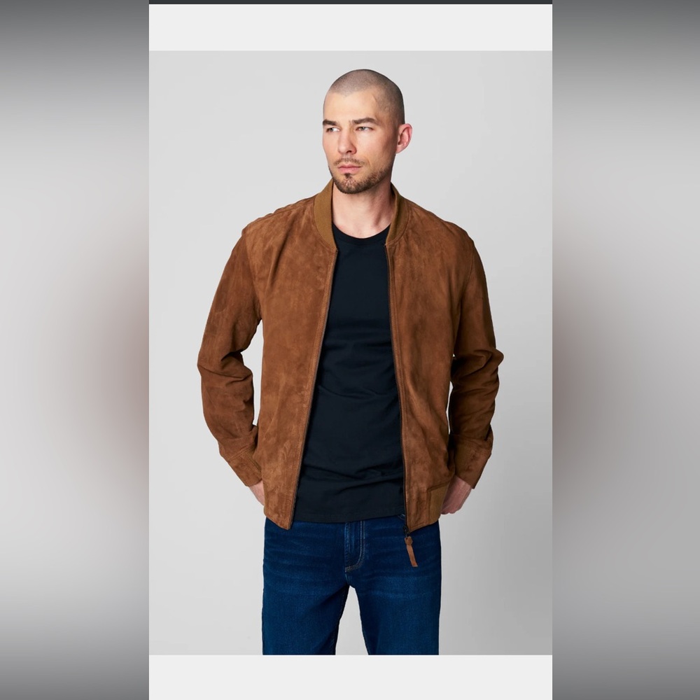 NWT Blank NYC Men’s Quick Action 100% Goatskin Leather Bomber Jacket - Picture 3 of 10